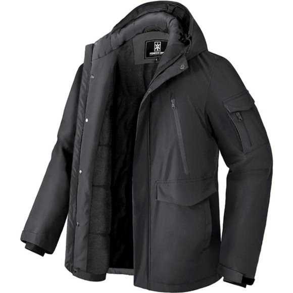 Men's Winter Coat Waterproof Jacket with Pockets Insulated